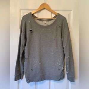 Express OneEleven Distressed Gray Sweatshirt